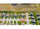 Aerial view of a residential neighborhood showing houses with well-manicured lawns in a suburban setting at 403 N Crystal Dr, Fortville, IN 46040