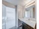 Bathroom with marble countertop sink and view into bedroom at 4046 Denali Dr, Indianapolis, IN 46235