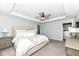 This is a great main bedroom with carpet, a ceiling fan, and a large bed at 6040 Juniper Ct, Whitestown, IN 46075