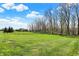 Large backyard with lush green lawn, surrounded by trees at 6829 Whitetail Woods Ct, Bargersville, IN 46106