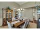 Dining room featuring wainscoting, wood floors, and a decorative china cabinet at 6829 Whitetail Woods Ct, Bargersville, IN 46106