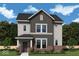 Charming two-story home with a gray and white exterior, brick accents, landscaped yard, and covered entry at 769 Rose Garden Way, Westfield, IN 46074
