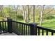 View from the deck showcasing the lush greenery and mature trees in the backyard at 889 Cedar Wood Pl, Carmel, IN 46032