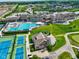 Overhead shot of community amenities including pool, tennis courts, clubhouse and manicured landscaping at 1333 Chatham Rdg Ct, Westfield, IN 46074