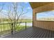Balcony with composite flooring and glass railings offering views of a lush green lawn, lake, and the neighborhood at 1333 Chatham Rdg Ct, Westfield, IN 46074