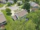 An aerial view shows the backyard and surrounding properties in this lush neighborhood at 13562 Silver Spur, Carmel, IN 46032