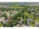 Aerial view of a house surrounded by trees in a vibrant suburban setting at 13562 Silver Spur, Carmel, IN 46032