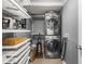 Functional laundry room with modern washer and dryer, plus ample storage shelving at 1429 Fletcher Ave, Indianapolis, IN 46203