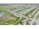 A scenic aerial view of a planned community near a tranquil pond and green fields at 1973 Mobley Dr, Westfield, IN 46074