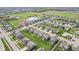 A scenic aerial view of a planned community near a tranquil pond and green fields at 1973 Mobley Dr, Westfield, IN 46074