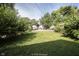 Spacious backyard with green grass leading to trees and neighborhood at 270 S Lasalle St, Indianapolis, IN 46201