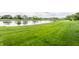 Lush backyard with a tranquil pond and well-maintained green lawn offers a serene outdoor retreat at 2785 W High Grove Cir, Zionsville, IN 46077