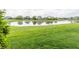 Scenic view of the backyard pond surrounded by lush green grass and mature trees in a residential neighborhood at 2785 W High Grove Cir, Zionsville, IN 46077