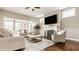 Cozy living room featuring a fireplace, large windows, and comfortable seating arrangements at 2785 W High Grove Cir, Zionsville, IN 46077
