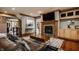 Comfortable living room featuring a fireplace, hardwood floors, and ample seating at 553 Bolderwood Ln, Carmel, IN 46032