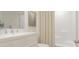 Contemporary bathroom with a sleek vanity, modern fixtures, and shower at 5725 Sunstone Rd, Indianapolis, IN 46239