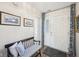 Inviting foyer with a bench, decorative pillows, a tiled floor and a double door entrance at 6853 Arjay Dr, Indianapolis, IN 46217