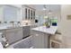 Bright kitchen featuring gray cabinets, stainless steel appliances, and an eat-in counter space at 8069 Middle Bay Ln, Indianapolis, IN 46236
