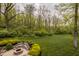 An expansive backyard offers lush greenery and a charming stone fire pit area at 8901 Shetland Ln, Indianapolis, IN 46278