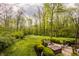 Lush backyard with a fire pit and manicured landscaping, creating an outdoor oasis at 8901 Shetland Ln, Indianapolis, IN 46278