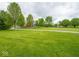 Lush front yard with green lawn, mature trees, and a glimpse of the beautiful home at 9243 Compton Farm Ln, Indianapolis, IN 46259