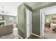 View of green-painted hallway that connects the living room and a bedroom at 9688 Amber Glow Ct, Fishers, IN 46037