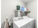 Functional laundry room area equipped with modern washer and dryer appliances at 9688 Amber Glow Ct, Fishers, IN 46037
