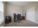Office includes a desk, printer, shelves, and large window at 1299 W Crystal Dr, Fortville, IN 46040