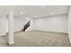 Spacious unfinished basement with carpet, recessed lighting, a staircase, and plenty of potential at 14349 Marsdale Pl, Carmel, IN 46074