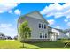 Charming two-story home with gray siding, white trim, stone foundation, and a young tree at 14349 Marsdale Pl, Carmel, IN 46074