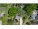 Aerial view of a home nestled among mature trees, surrounded by lush greenery, and with neighboring properties at 2253 Mullinix Rd, Greenwood, IN 46143