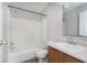 Bathroom features a single sink vanity and shower-tub combination at 2348 Shadowbrook Dr, Plainfield, IN 46168