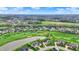 Wide aerial shot showcasing a residential neighborhood with a golf course and multiple ponds at 284 Chatham Hills Blvd, Westfield, IN 46074