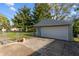 View of detached garage with gravel driveway and fenced in yard at 3561 Winings Ave, Indianapolis, IN 46221