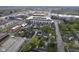 An aerial view showcases a neighborhood with diverse buildings and easy access to parking and local amenities at 360 Neuman Way, Carmel, IN 46032