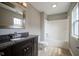 Bathroom featuring granite counters, neutral tiling, and shower-tub combination at 360 Neuman Way, Carmel, IN 46032