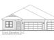 A blueprint depicts the front elevation of a charming single-Gathering home with a welcoming garage and covered entrance at 3871 Donaldson Creek Ct, Clayton, IN 46118