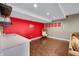 Basement bar area with a white countertop, a wine cooler, and hardwood floors at 4955 N 500 W, Columbus, IN 47201