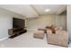 Cozy finished basement with plush seating, entertainment center, soft lighting, and comfortable decor at 5698 Kenderly Ct, Carmel, IN 46033
