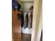 View of the closet, complete with wooden floors and storage for coats at 5774 N Ewing St, Indianapolis, IN 46220
