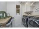 Well-lit laundry room with modern washer, dryer, and counter space at 7371 E 100 N, Whitestown, IN 46075