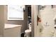 Clean bathroom featuring a walk-in shower, a toilet, and plenty of shelving at 8035 Black Oak Ct, Plainfield, IN 46168