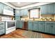 Well-lit kitchen featuring updated appliances and stylish blue cabinetry at 8142 Bittern Ln, Indianapolis, IN 46256