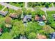 Overhead view of a home's backyard featuring a pristine in-ground pool, perfect for summer relaxation and entertaining at 12669 Brookshire Pkwy, Carmel, IN 46033