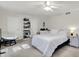 Bright bedroom features lots of natural light and neutral decor with a ceiling fan at 12669 Brookshire Pkwy, Carmel, IN 46033