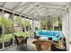 Enclosed sunroom with comfortable seating and an exterior view of the yard and pool at 12669 Brookshire Pkwy, Carmel, IN 46033