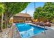 Backyard pool with tanning ledge, lounge chairs, and landscaped surround provides a relaxing outdoor retreat at 1510 Central Ave, Indianapolis, IN 46202