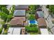 An aerial view of the backyard with a refreshing in-ground pool, creating a perfect spot for outdoor relaxation at 1510 Central Ave, Indianapolis, IN 46202