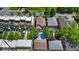 Aerial shot showcasing a private backyard with a sparkling pool, mature trees, and inviting outdoor lounge area at 1510 Central Ave, Indianapolis, IN 46202