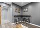Finished basement featuring a bar, decorations, seating, and stylish flooring at 16726 Blackbird Ct, Noblesville, IN 46060